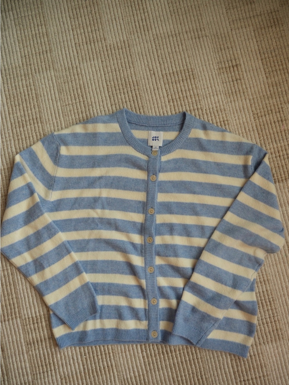 JoyLab Blue & Cream Striped Button-Front Cardigan
